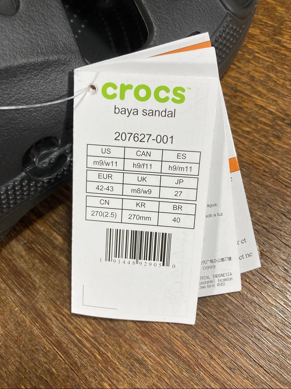 Crocs Baya Unisex Slide Sandal Women’s 11 Men’s 9 Black